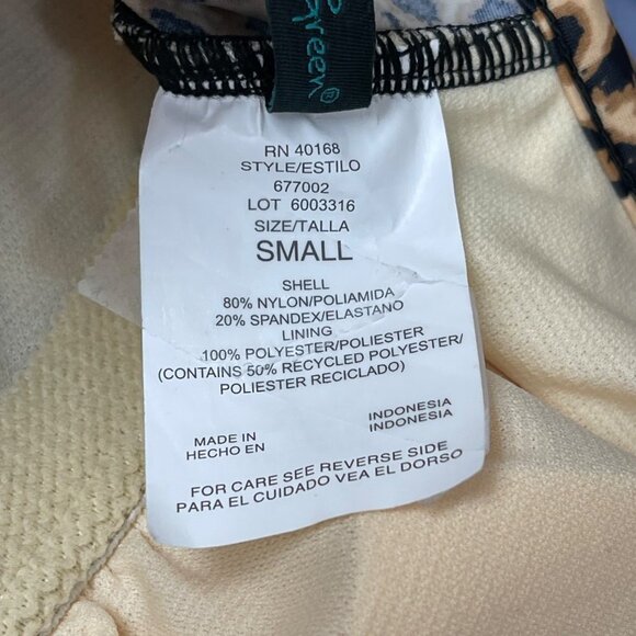 AQUA Green Shirred Open Back Swimsuit Leopard Print S - Picture 4 of 5